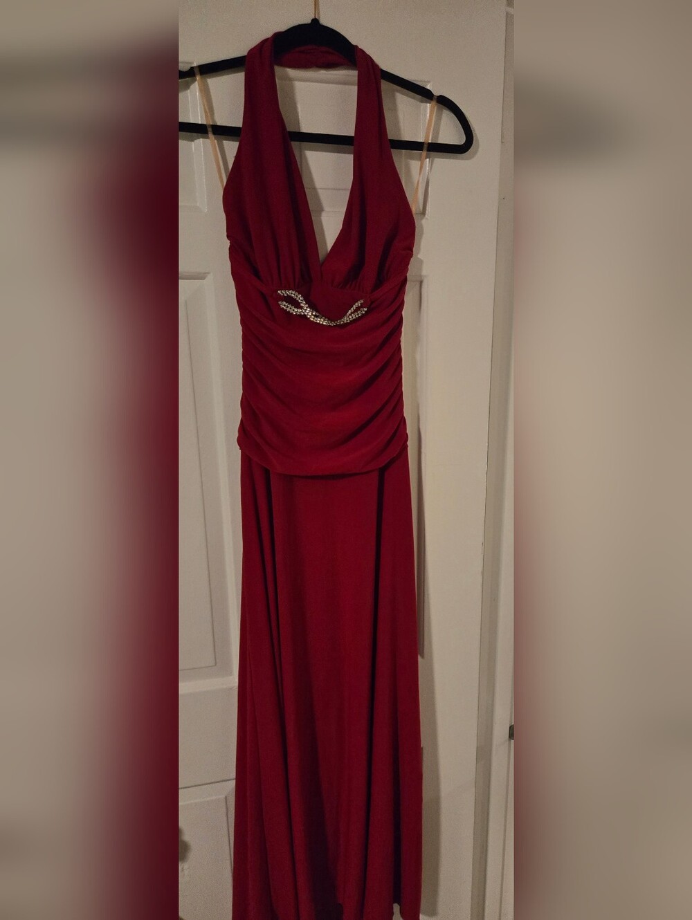 B. Darlin Y2k Red Halter High/Low Prom Dress
